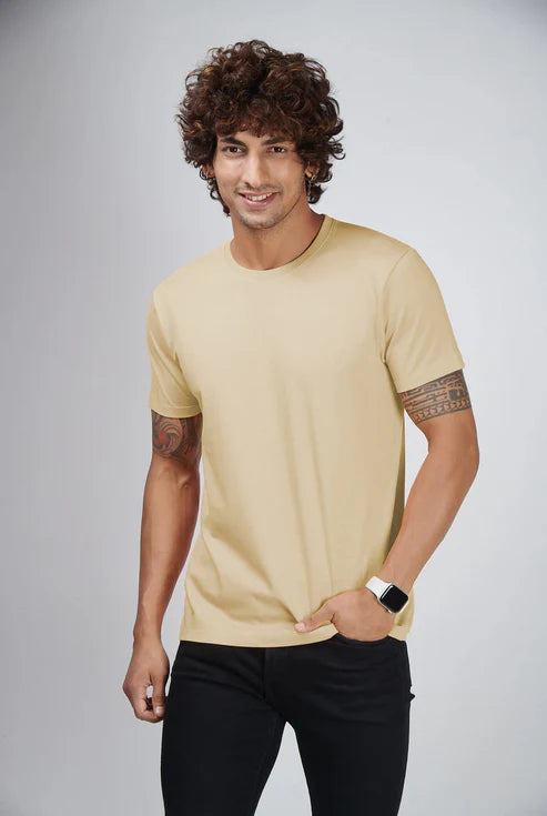 Plain Tees For Men - Beig