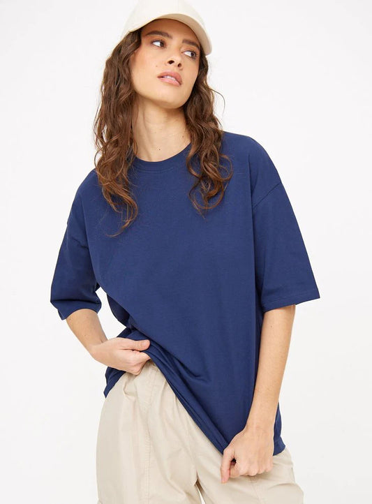 Drop Shoulder T-shirt -  NAVY