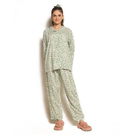 TNW Mint Bloom Linen Pajama Suit