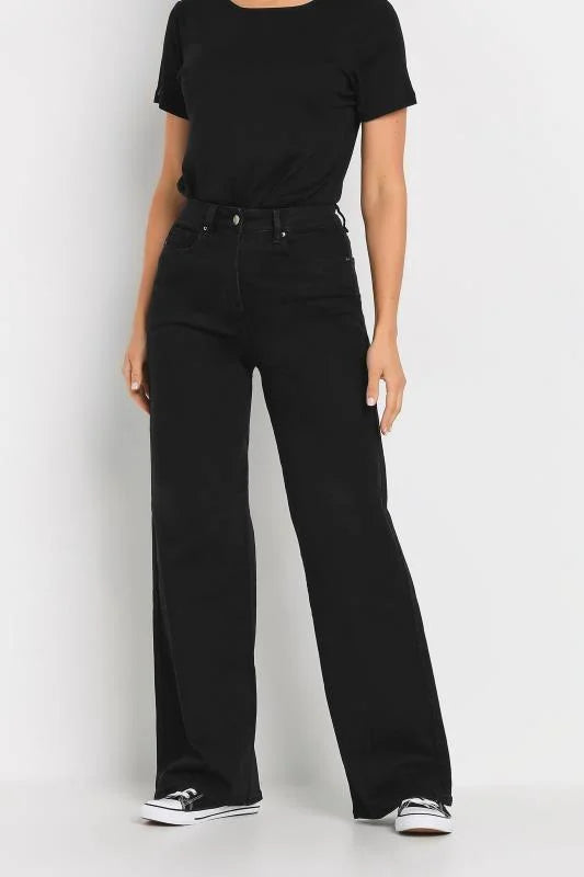 11.11 Sale-PREMIUM Stretch Wide Leg Jeans - Hot BLACK