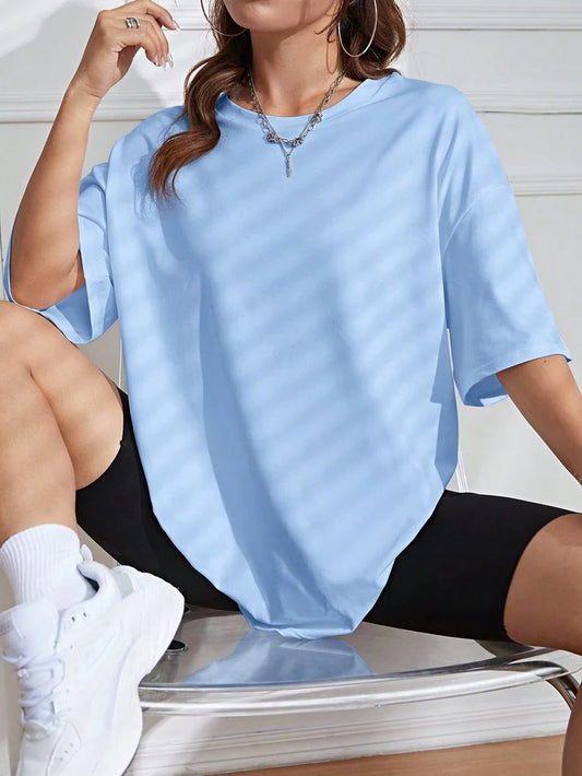 11.11 Sale-Drop Shoulder T-shirt -  SKY BLUE