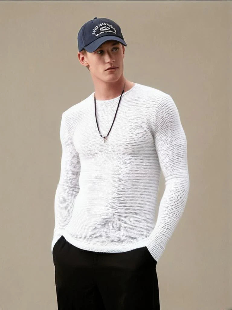 Full Sleeves Waffle Knit White