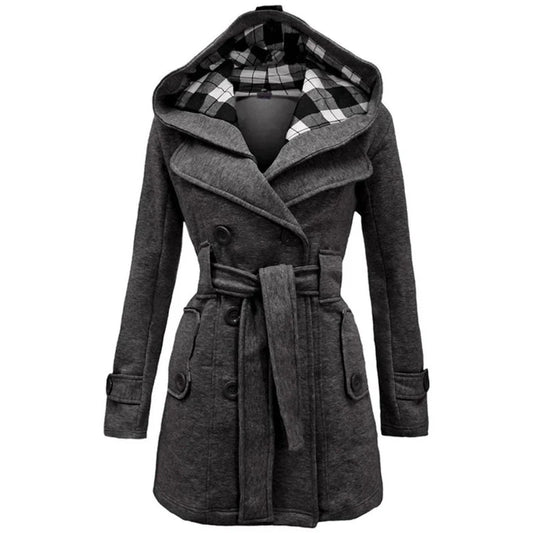 LONG HOODED COAT - Charcoal