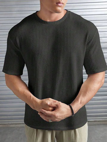 Charcoal Waffle Knit -DROP SHOULDER