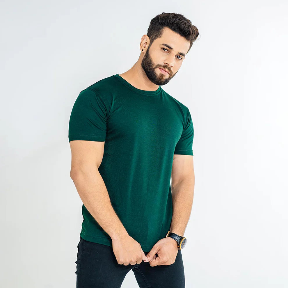 Plain Tees For Men - BOTTLE GREEN