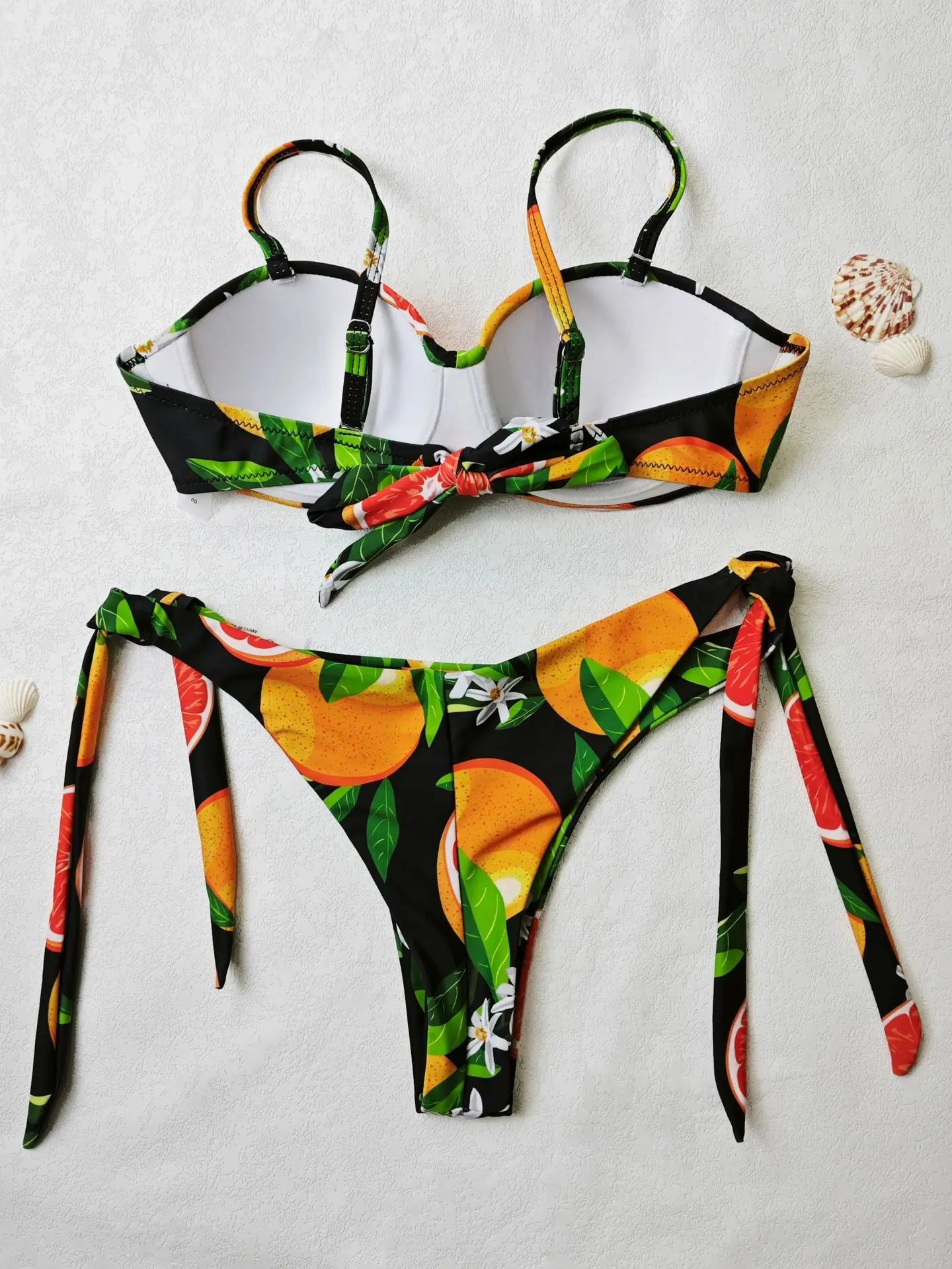 Imported  Leaf Fruit Print Pushup Thong Bikini set for women/Girls lowest prices in Pakistan at Softy Wear. 