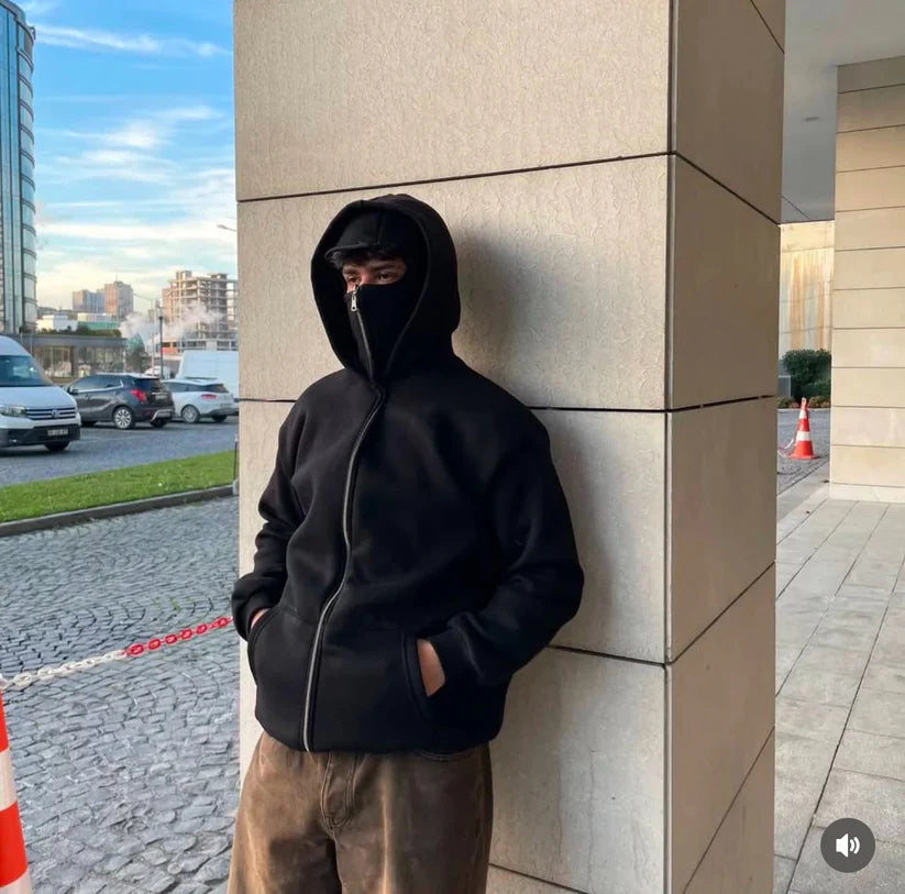 Men's Ninja Zipper Hoodie - Black