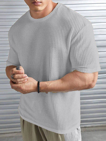 Grey Waffle Knit -DROP SHOULDER