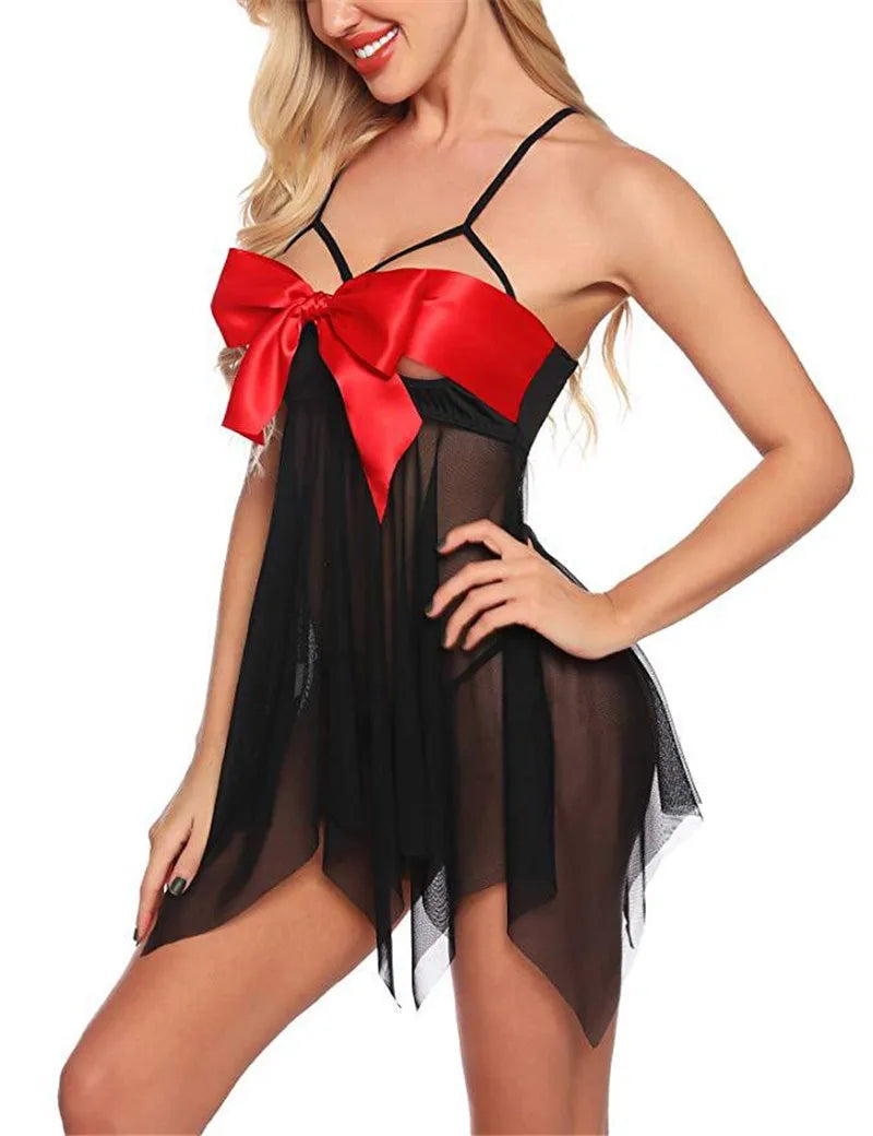 Softy Wear Bowknot Sling Front Open Short Lingerie sexy nightwear for adult funtime price in pakistan