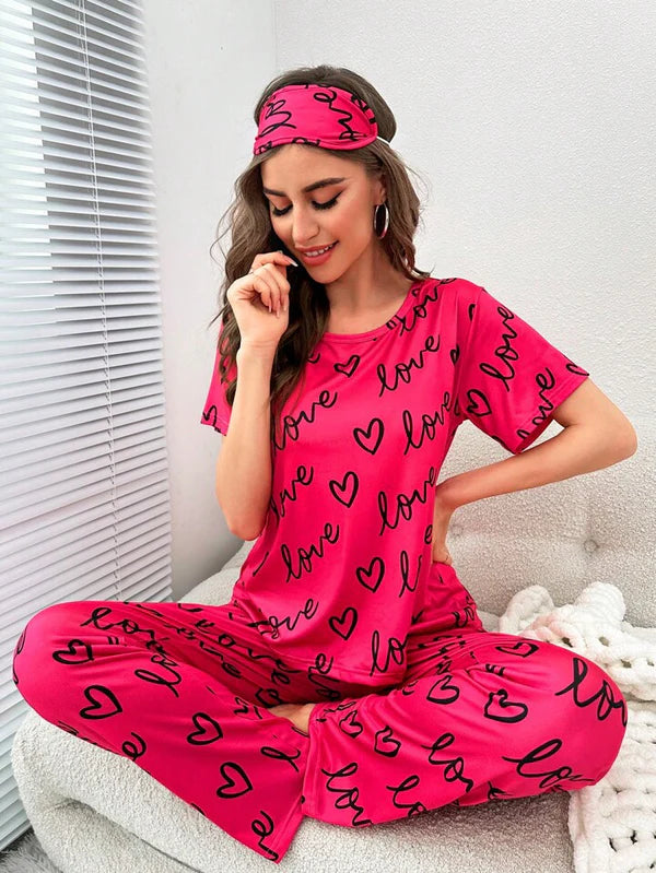 LOVE HEART PRINTED NIGHT SUIT (PINK)