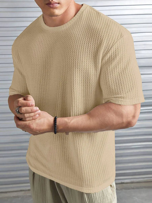 11.11 Sale -Beige Waffle Knit -DROP SHOULDER