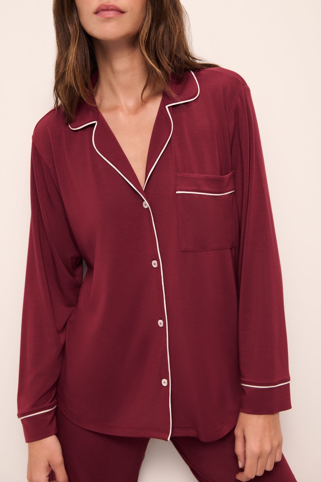 Silk Night Suit - Maroon