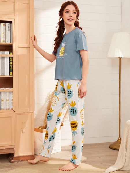 PINEAPPLE PRINTED NIGHT SUIT