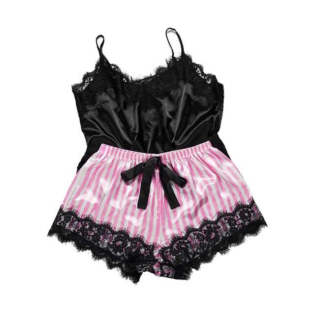 Softy Wear Pink Stripe 2pcs Silk Cami Set sexy cami sets for ladies price in pakistan