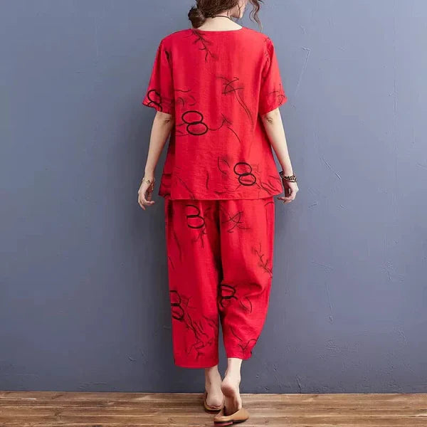 11.11 Sale RED RING CAPRI PRINTED NIGHT SUIT