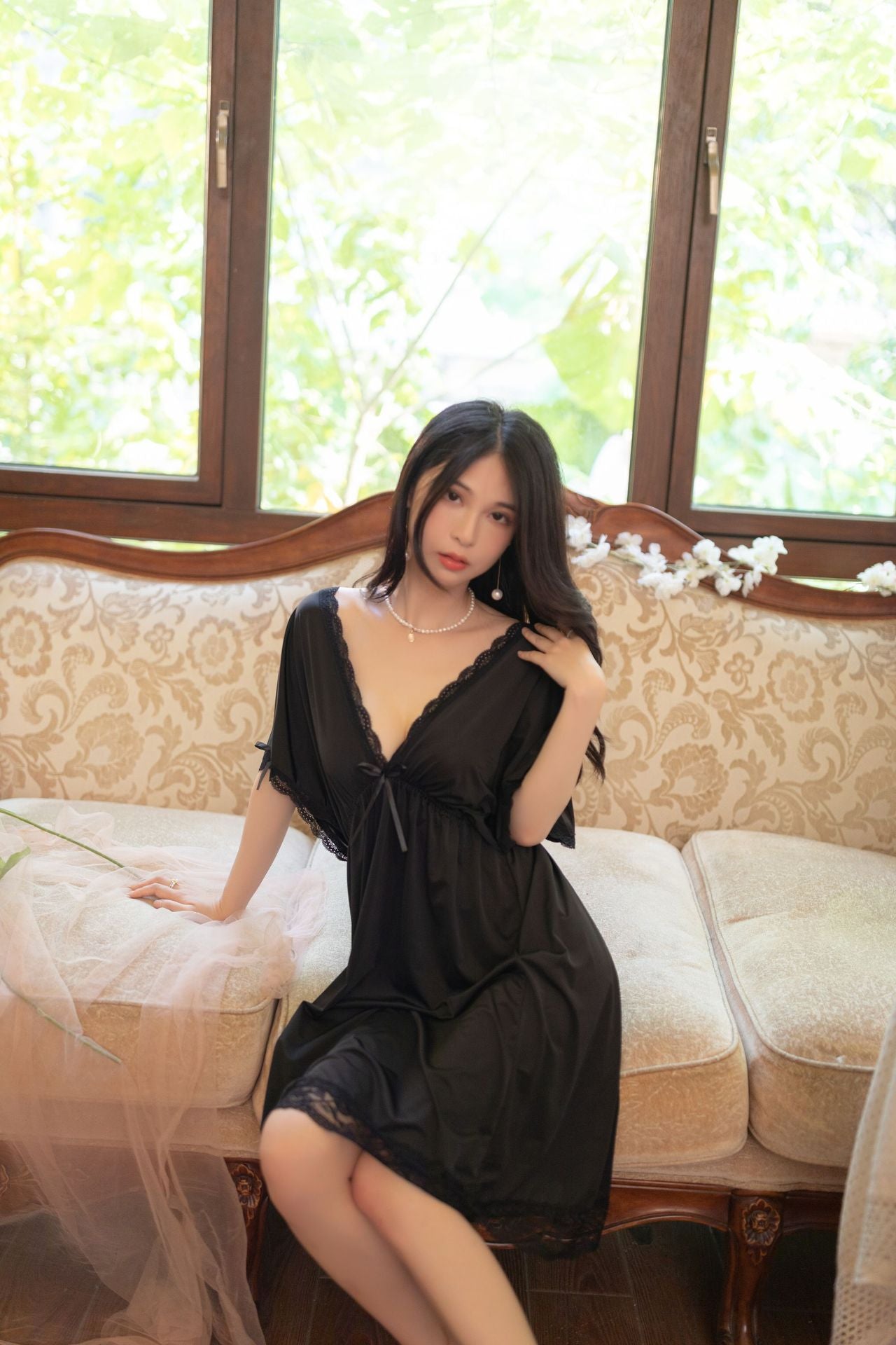 TNW Sussi One Piece Open Neck Silk Lingerie