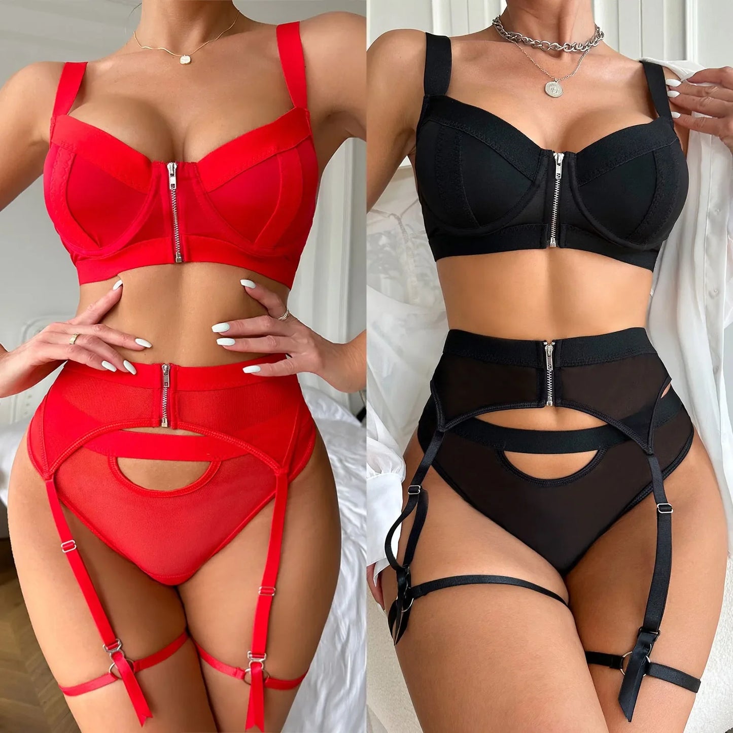 Softy Wear Gothic Bandage Zipper Lingerie set