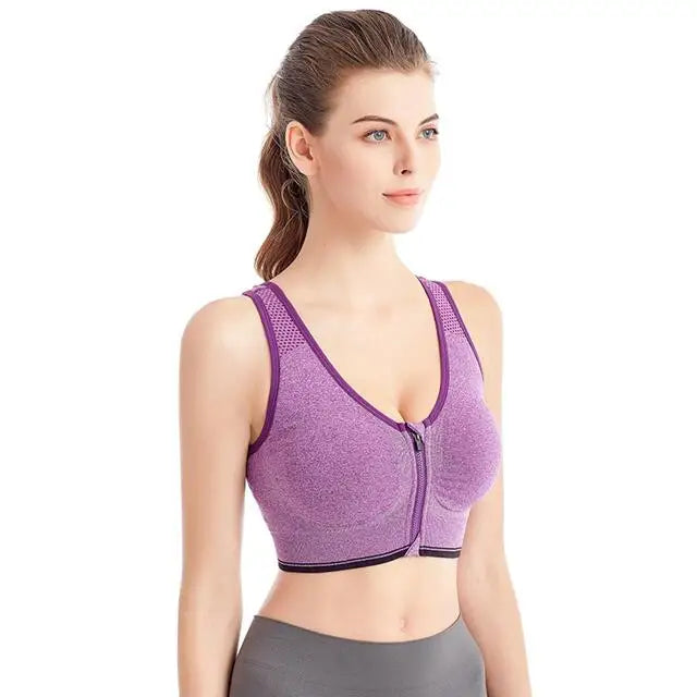 Softy Wear Pearl Zipper Pushup Sports Bra