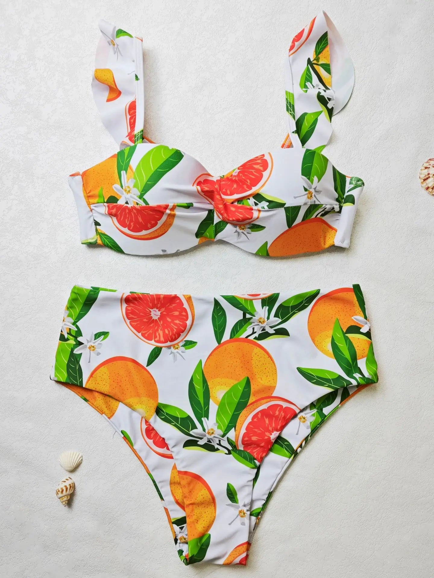 Leaf Fruit Print Pushup Bikini Set for women/girls