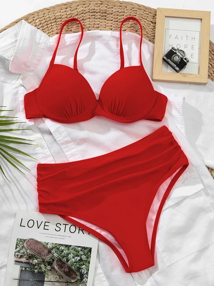 Softy Wear Gloria Red Luxury Push Up Imported Bikini Set for women/girls