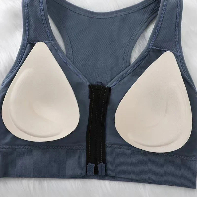 Softy Wear Sylas Zipper Pushup Sports Bra a premium quality blue color padded gym bra with elastic price in pakistan