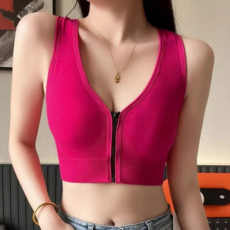 Softy Wear Sylas Zipper Pushup Sports Bra a premium quality pink color  padded gym bra price in pakistan 