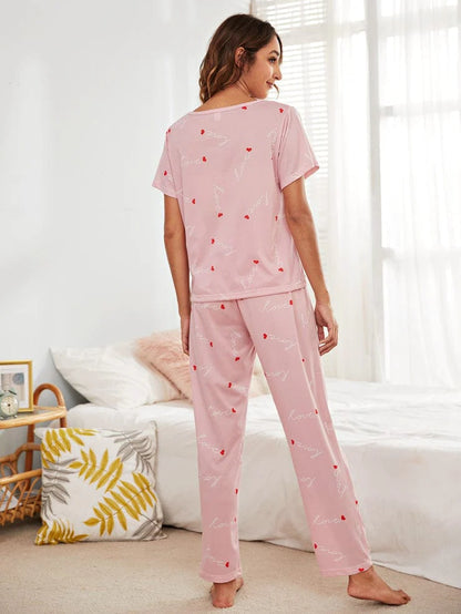 SMALL HEARTS PRINTED NIGHT SUIT