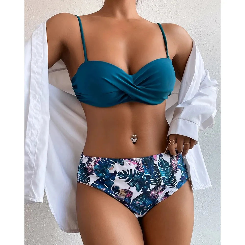 Softy Wear Tropical Print Push Up Sexy Bikini Set for women 