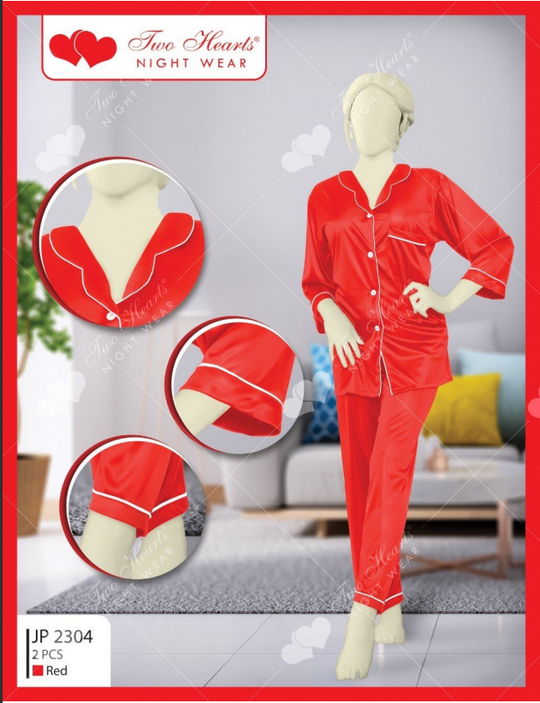 TNW Milky 100% Silk Imported Pajama Suit red silk suit