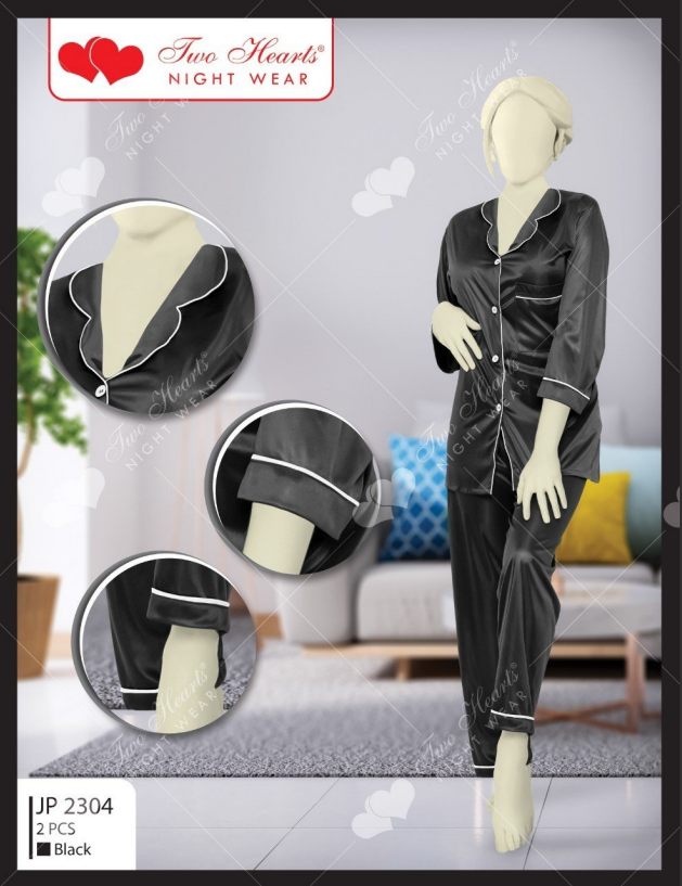 TNW Milky 100% Silk Imported Pajama Suit black silk suit soft quality silk nightwear for women comfy feel for ladies price in pakistan