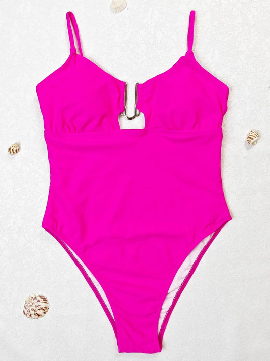 TNW Pink V Suspender One piece Bikini Swimsuit