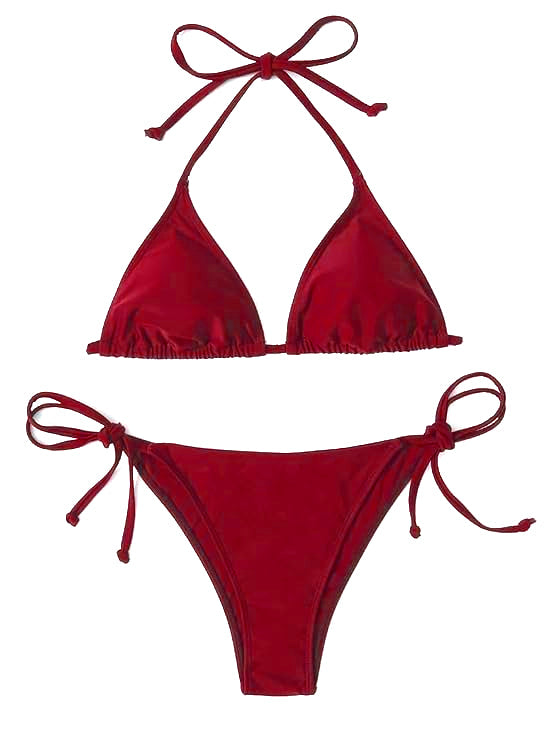 Softy Wear Heat Red Padded String Ribbed Bikini