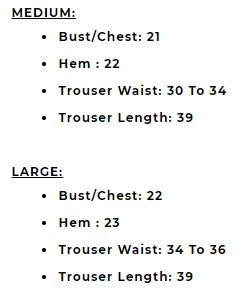 Softy Wear pj's size chart     