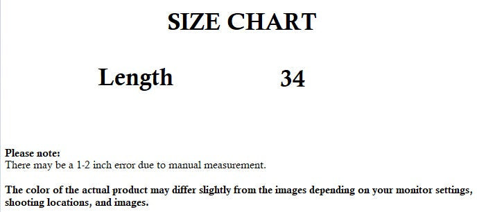 TNW nightwear size chart