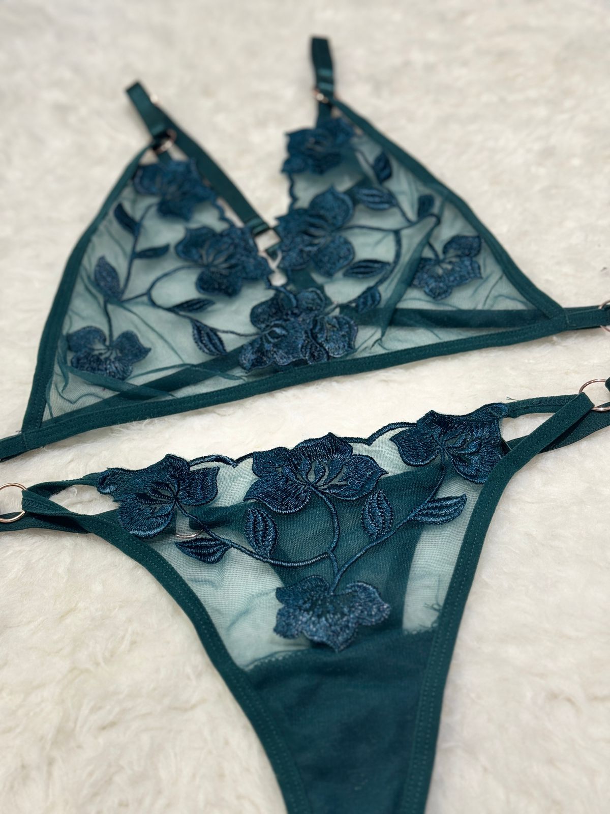 Softy Wear Spot Flowers Embroidery Bikini