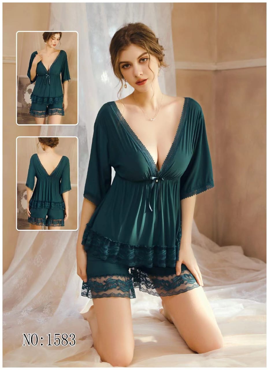 Softy Wear Deep Neck Milky Silk Cami set