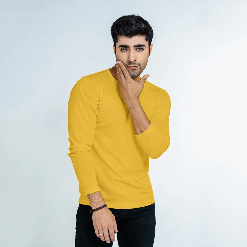 Full Sleeves Tees For Men - MUSTARD