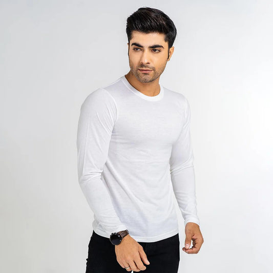 Full Sleeves Tees For Men - WHITE