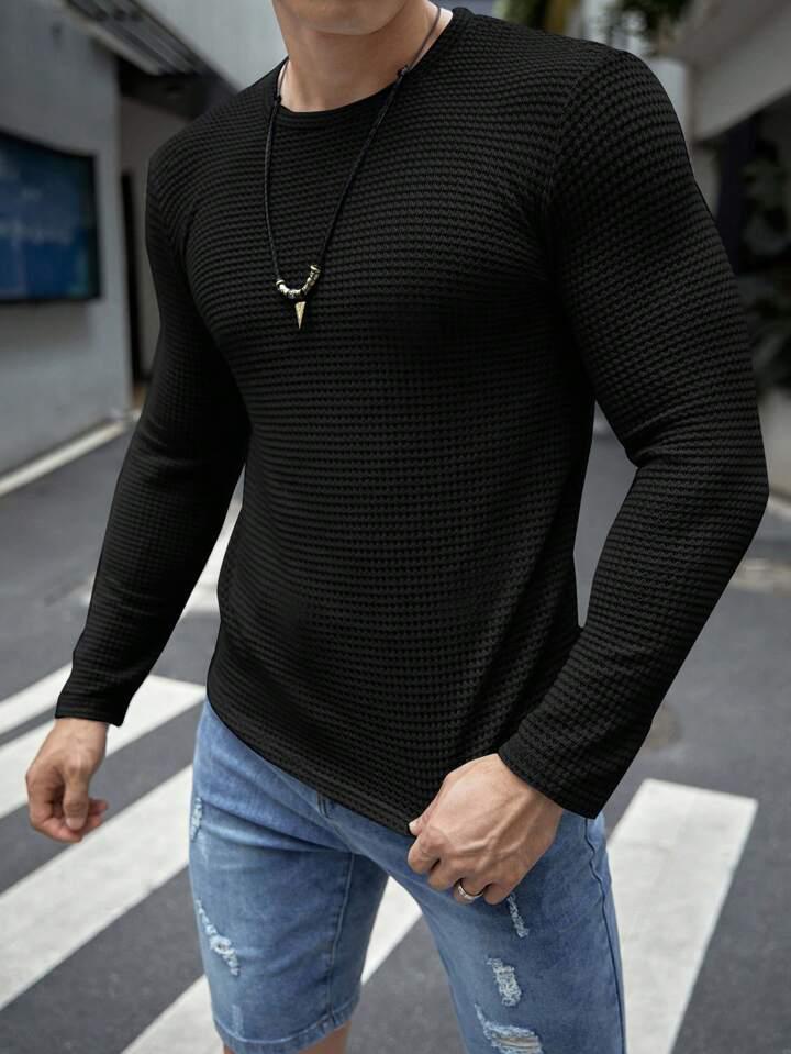 Full Sleeves Waffle Knit Black