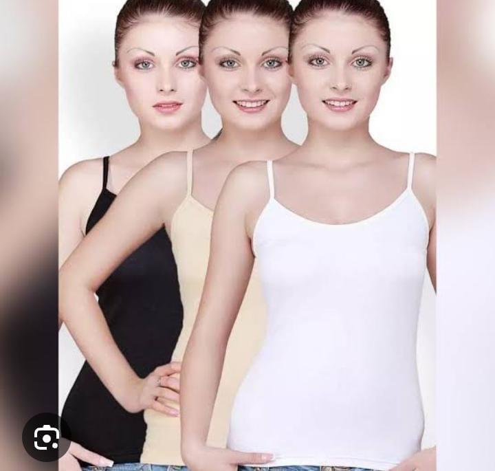PACK OF 3 CAMISOLE TOPS IN SOFT COTTON JERSEY WITH NARROW SHOULDER STRAPS