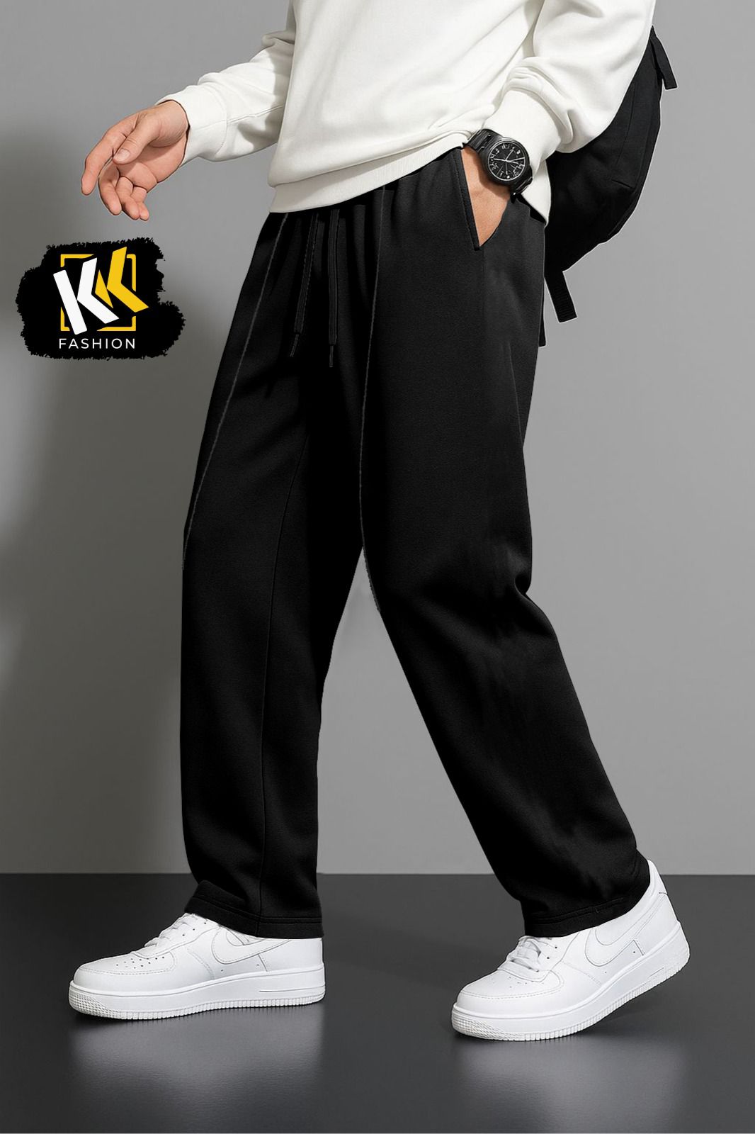 Black Plain Baggy Trouser