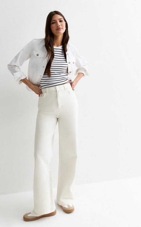 11.11 Sale-PREMIUM Quality Stretch Wide Leg Jeans - White