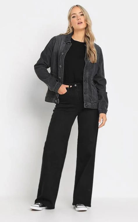 11.11 Sale-PREMIUM Stretch Wide Leg Jeans - Hot BLACK