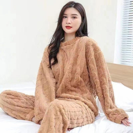 Cloudy Comfort Fleece Pajama Suit -Soft Brown