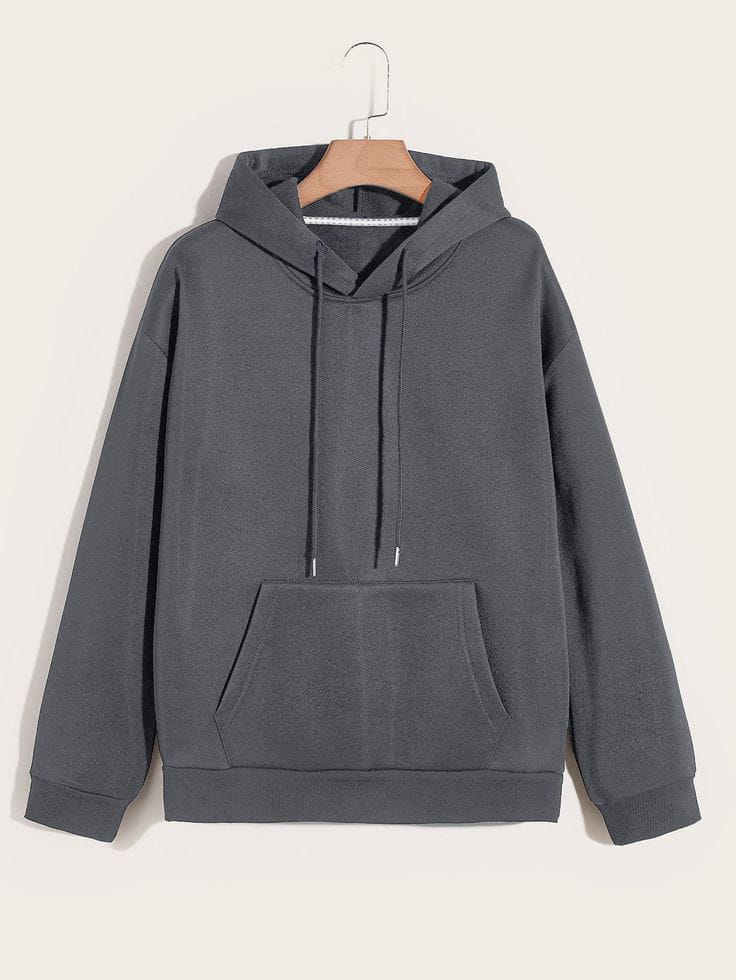 Plain Charcoal Kangaroo Hoodie