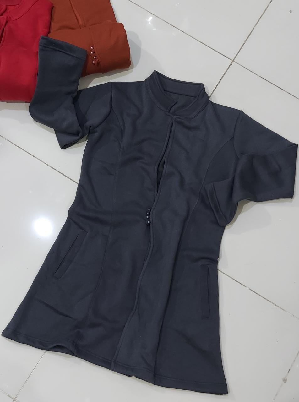 Long fleece coat- Black