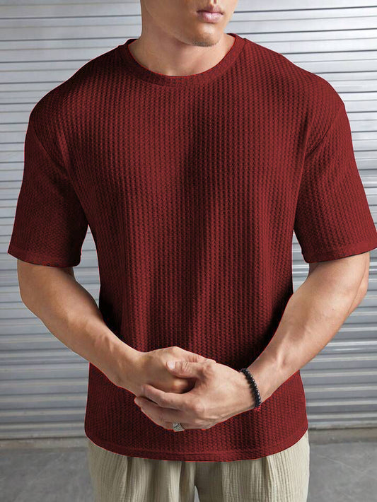 MAROON- Waffle Knit -DROP SHOULDER