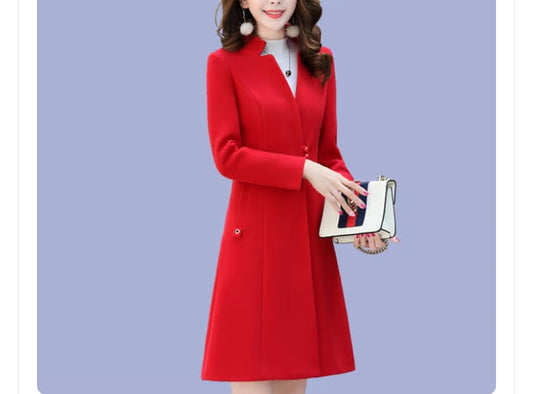 Long fleece coat- Red