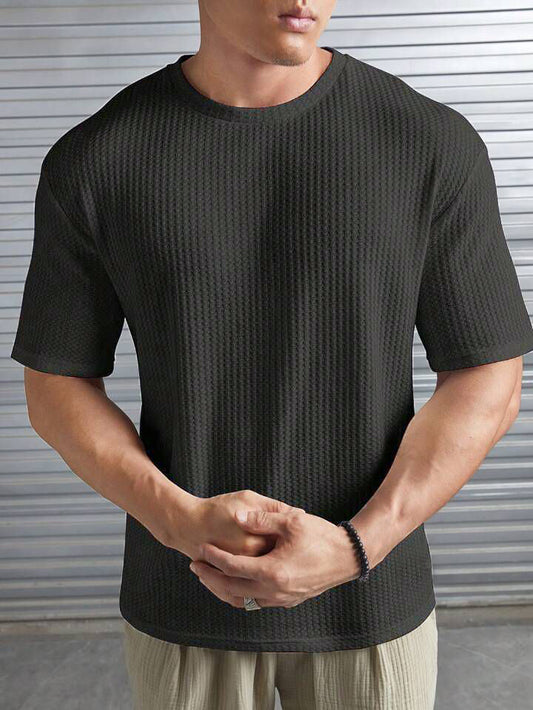 CHARCOAL- Waffle Knit -DROP SHOULDER