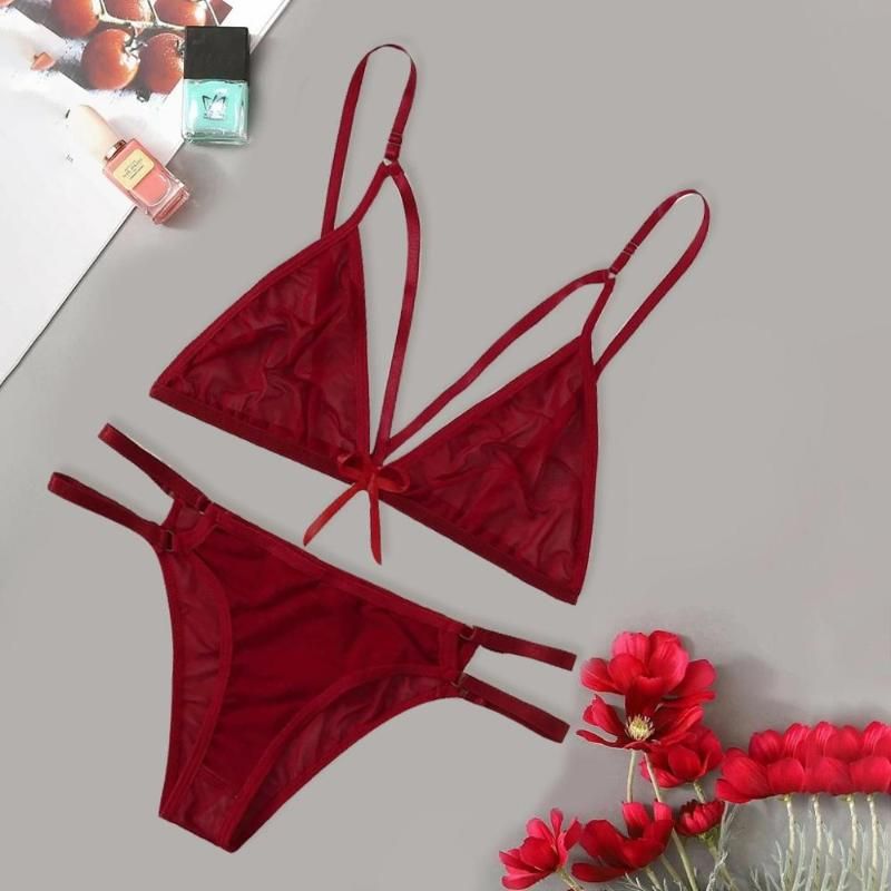 TNW Ex Maroon Sexy Transparent Bikini Set